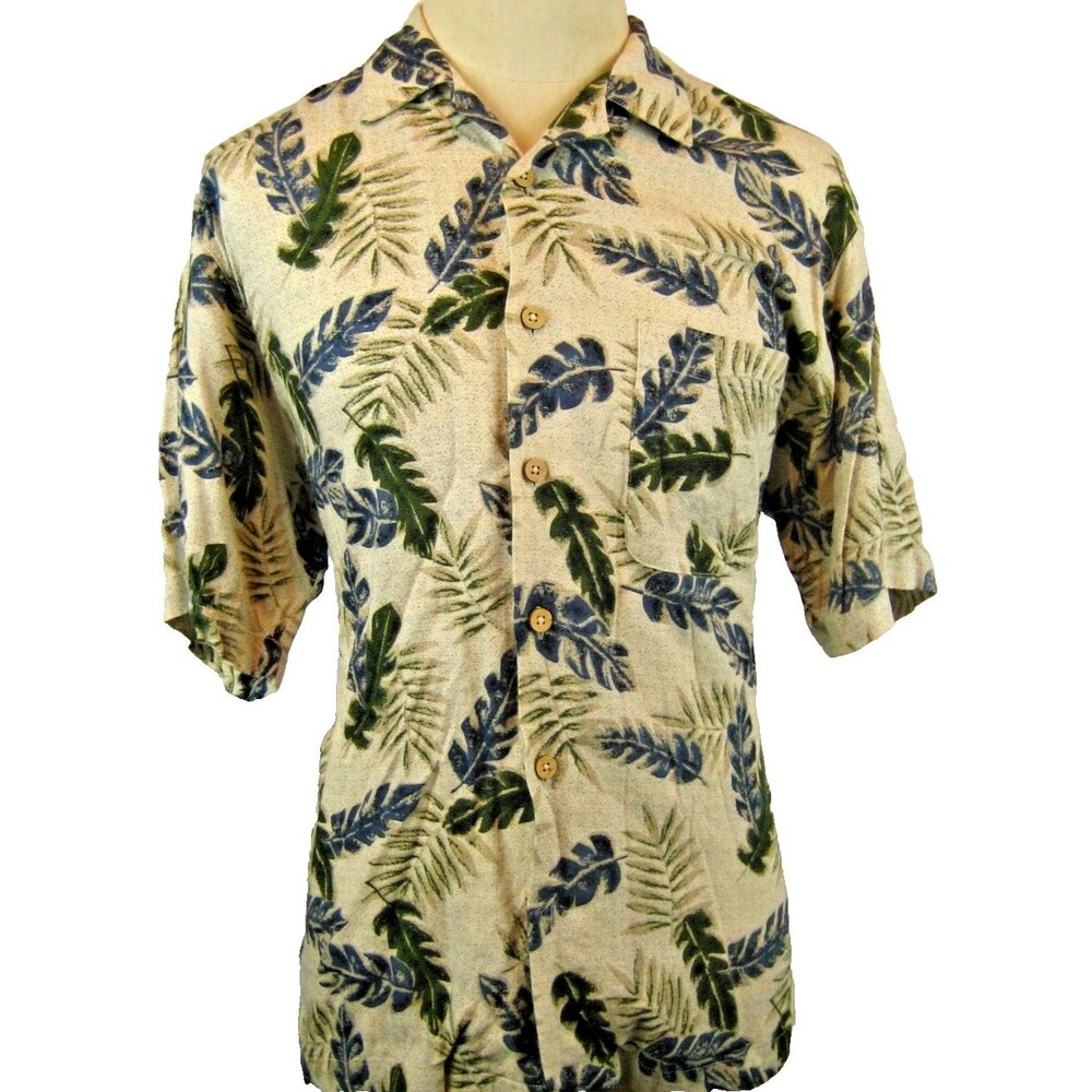 Mens Siegfried Linen Rayon Blend SS Aloha Island Hawaiian Casual Shirt sz M